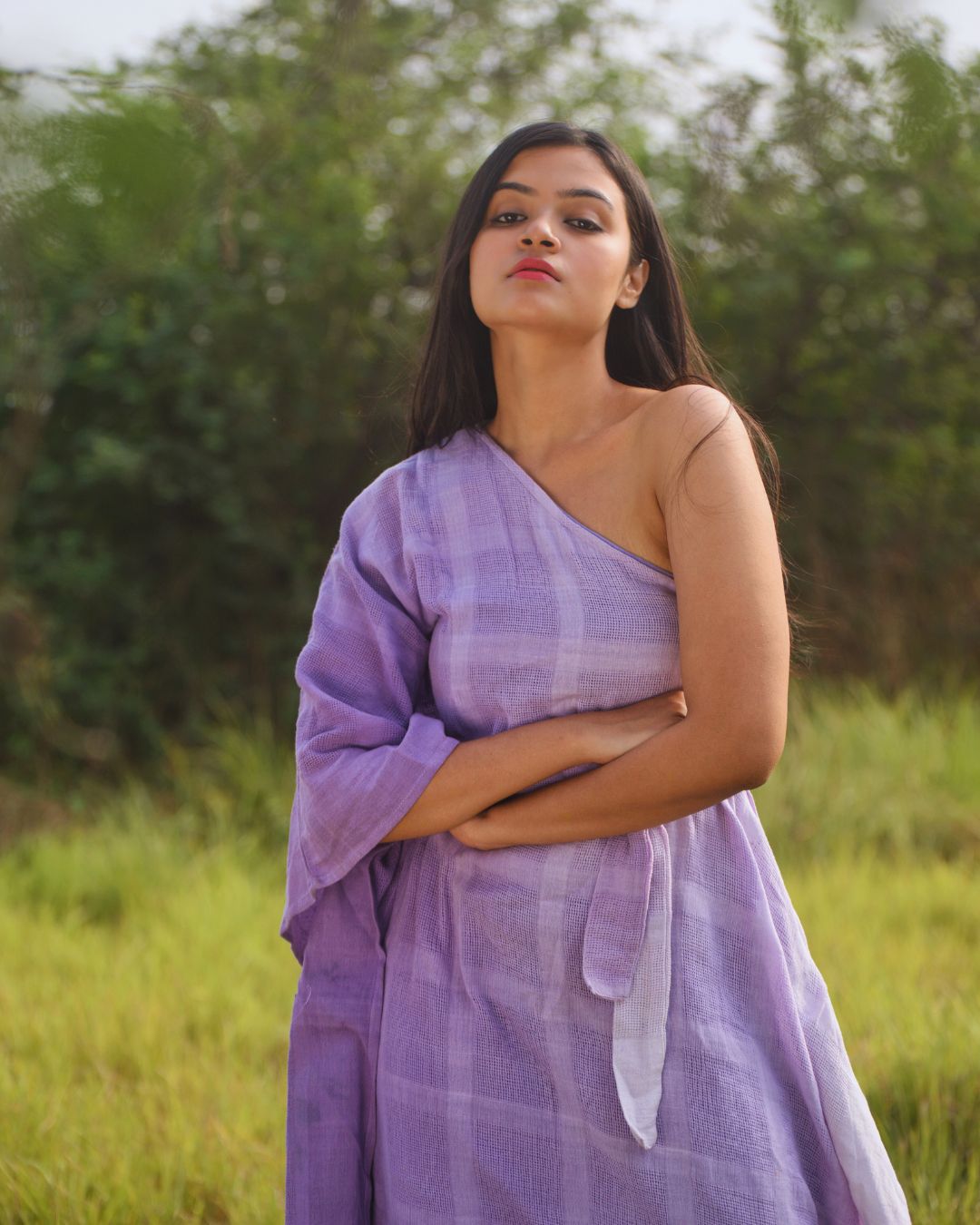 Shop off shoulder lilac cotton dress from Bebaak Shop off shoulder lilac cotton dress from Bebaak