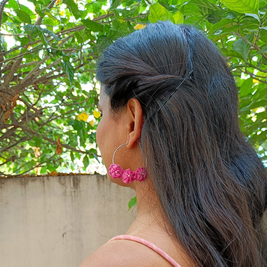 Shop uncycled floral hoop earrings online at bebaakstudio.com