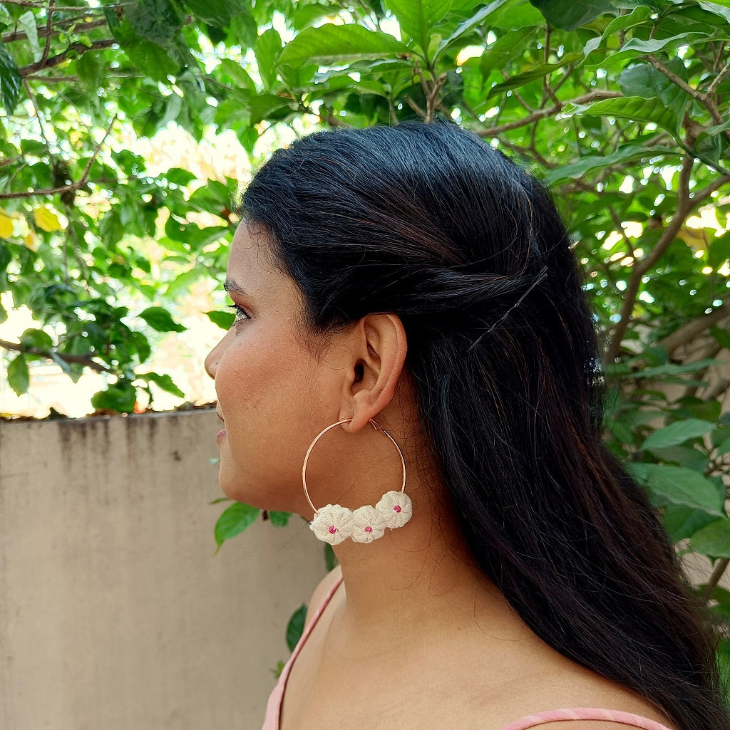 Shop uncycled floral  hoop earrings online at bebaakstudio.com