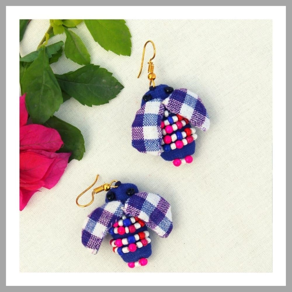 Upcycled textile earring online available at bebaakstudio.com