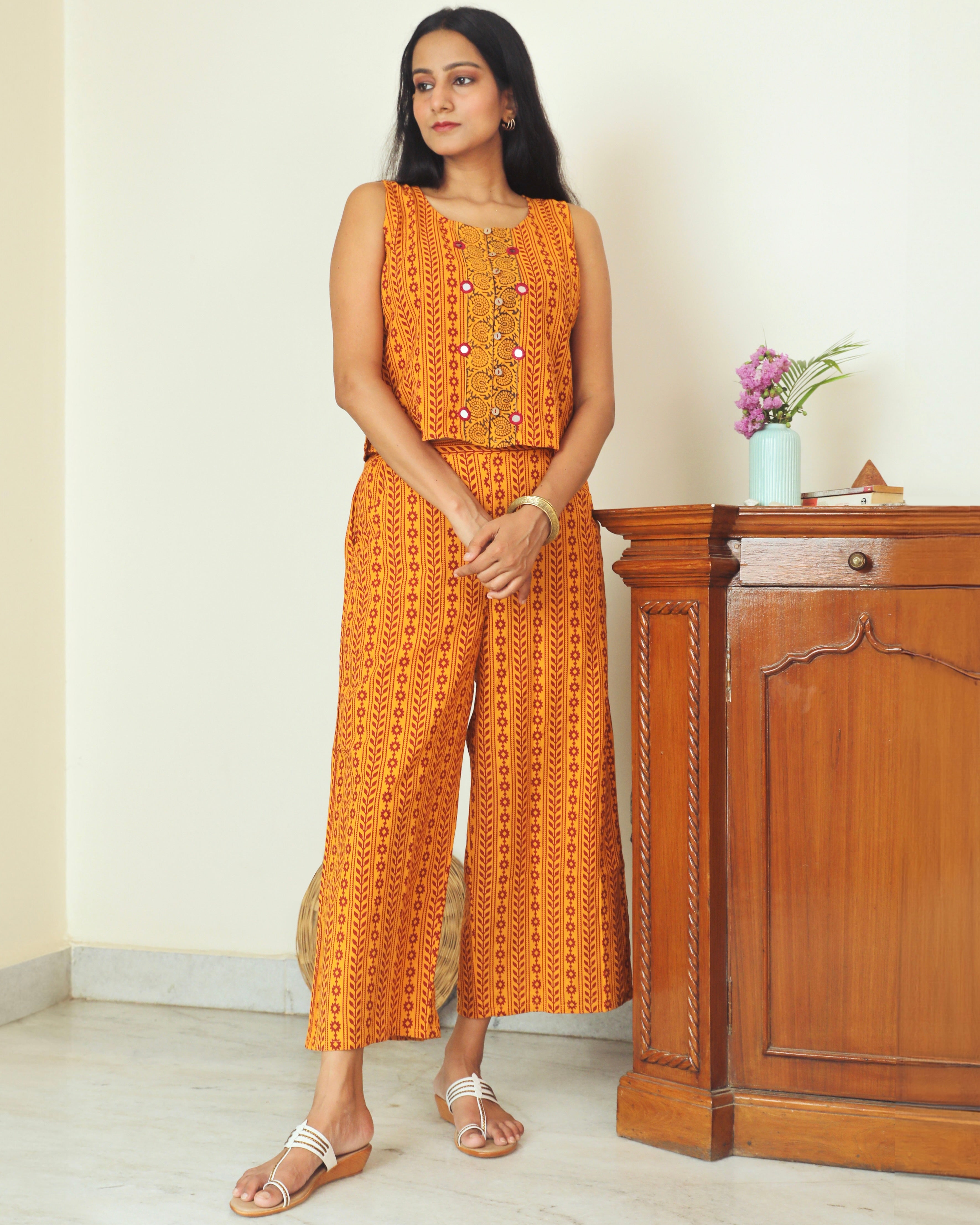 Yellow Bag printed Co-ord from Bebaak