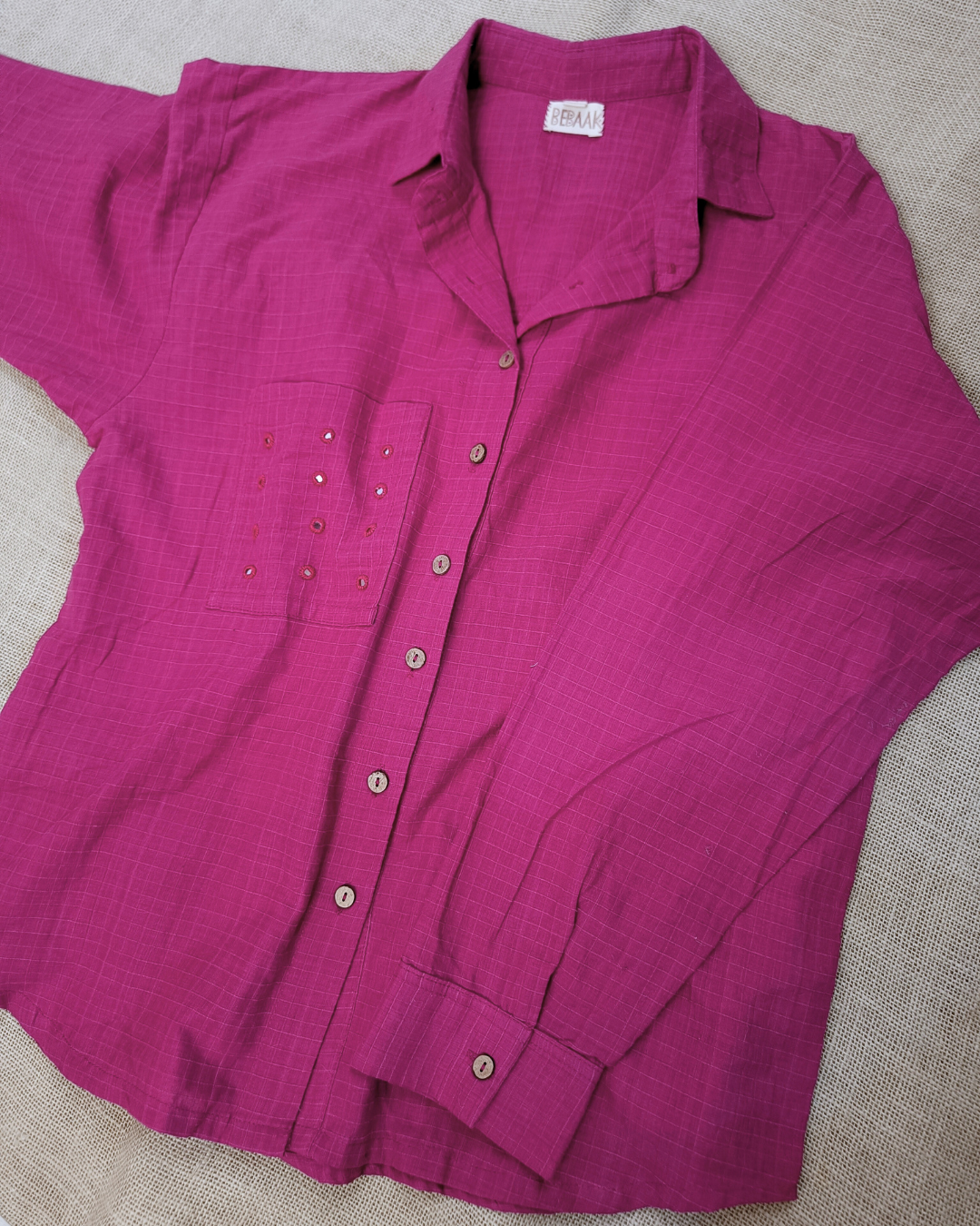 Ruby pink Oversized cotton shirt