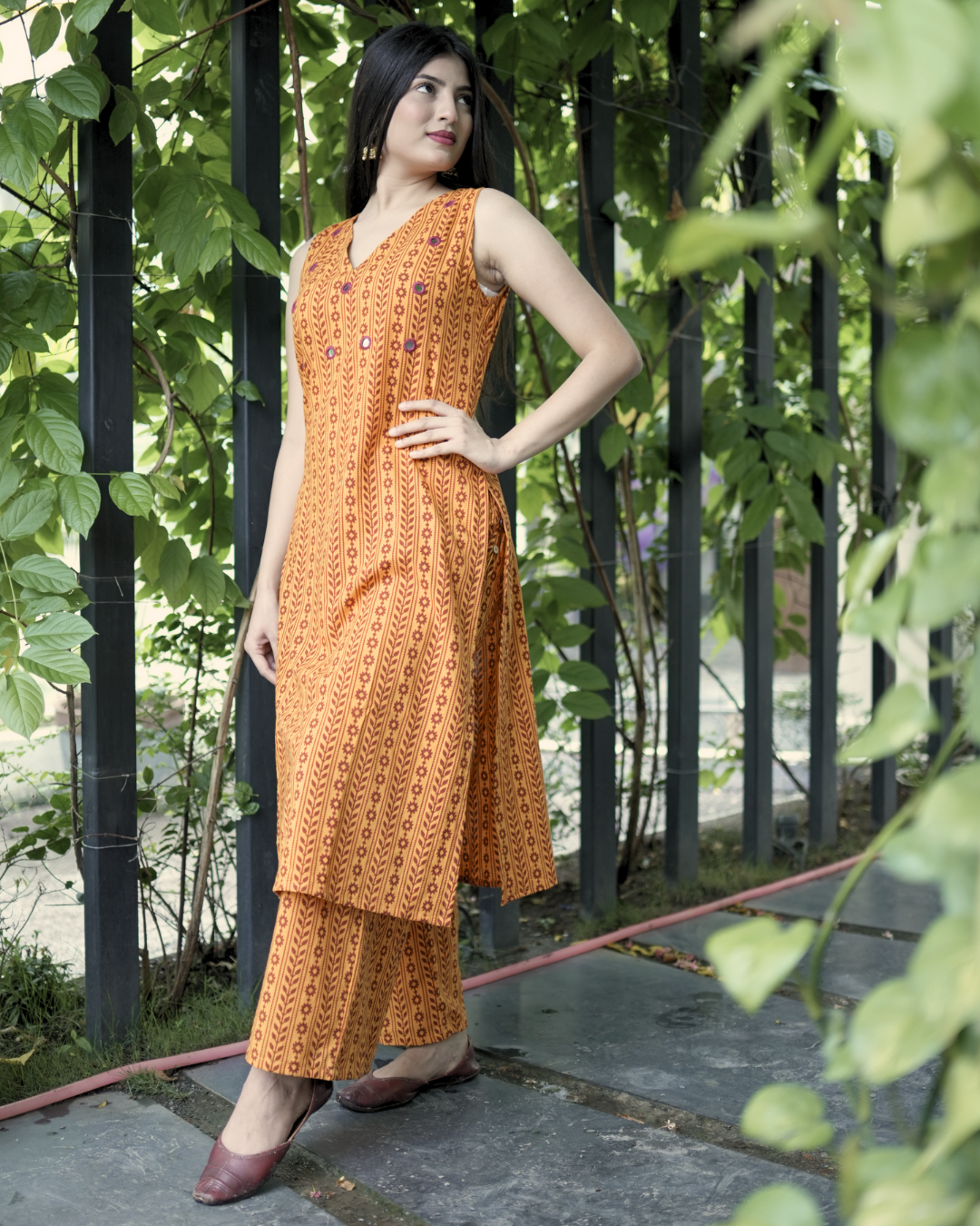 Shop yellow Bagh print cotton tunic set online at bebaakstiudio.com