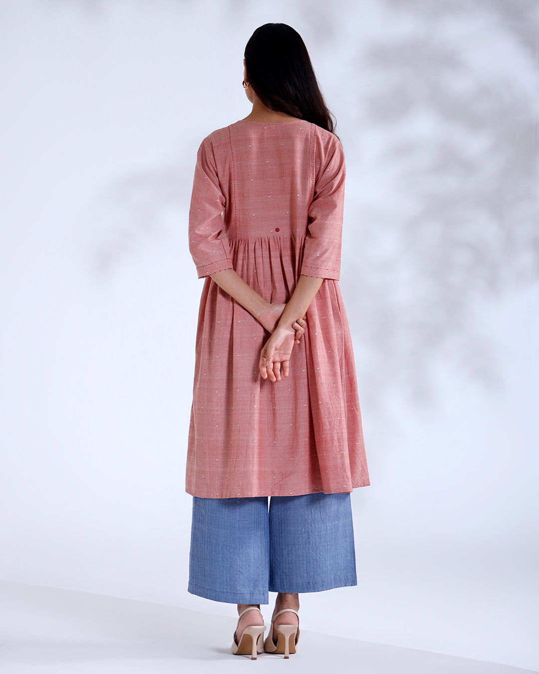 Blush Coral Mirror Handwoven Cotton Tunic Set
