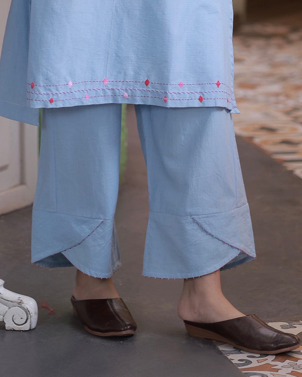 Shop sky blue Handwoven Kurta Set online at bebaakstudio.com
