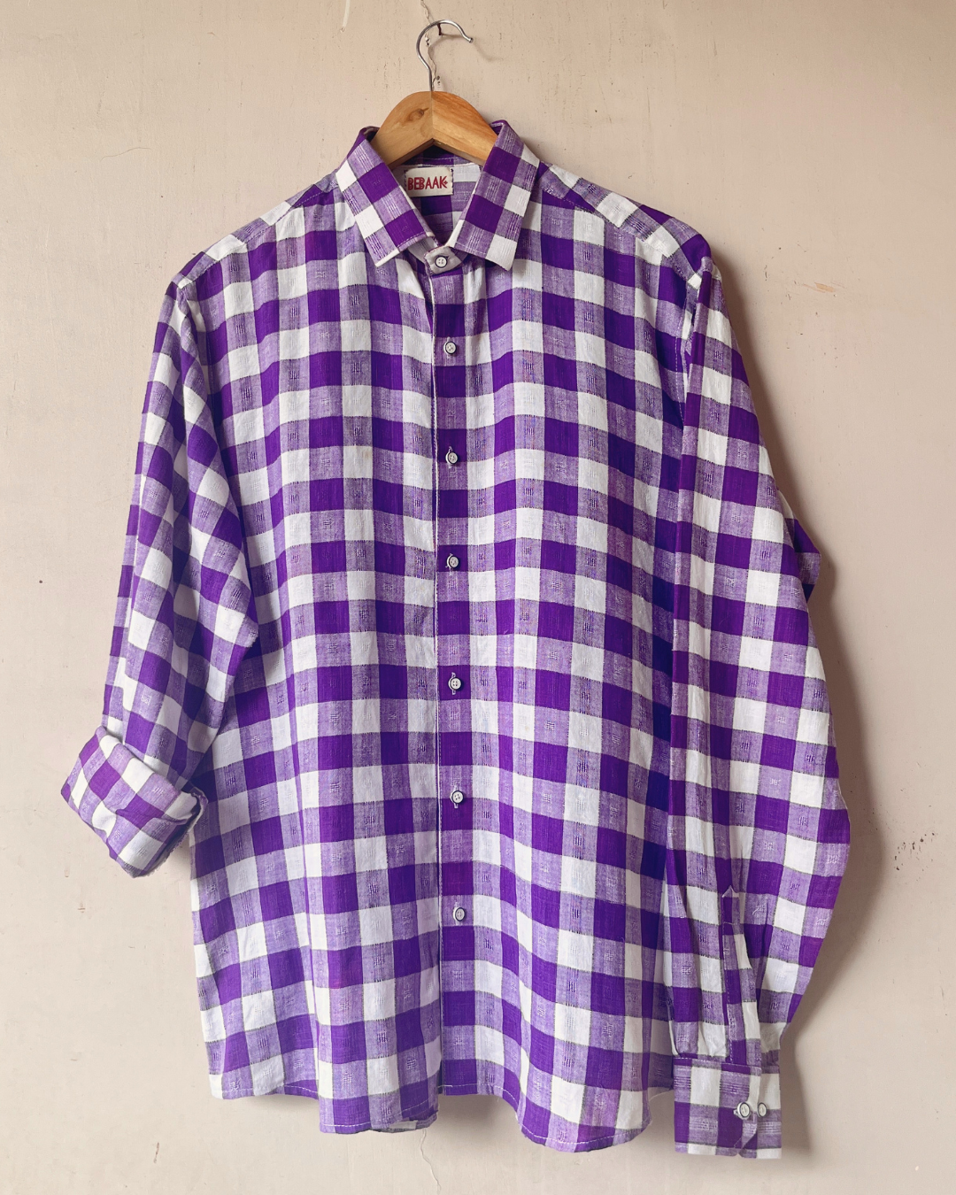 Violet check Handwoven cotton shirt