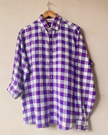 Violet check Handwoven cotton shirt