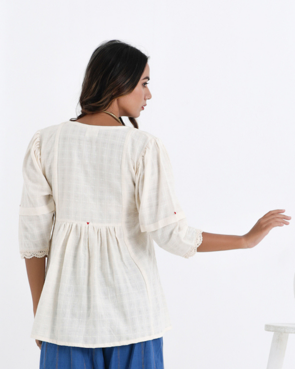 White top: Shop white gathered cotton top online at bebaakstudio.com