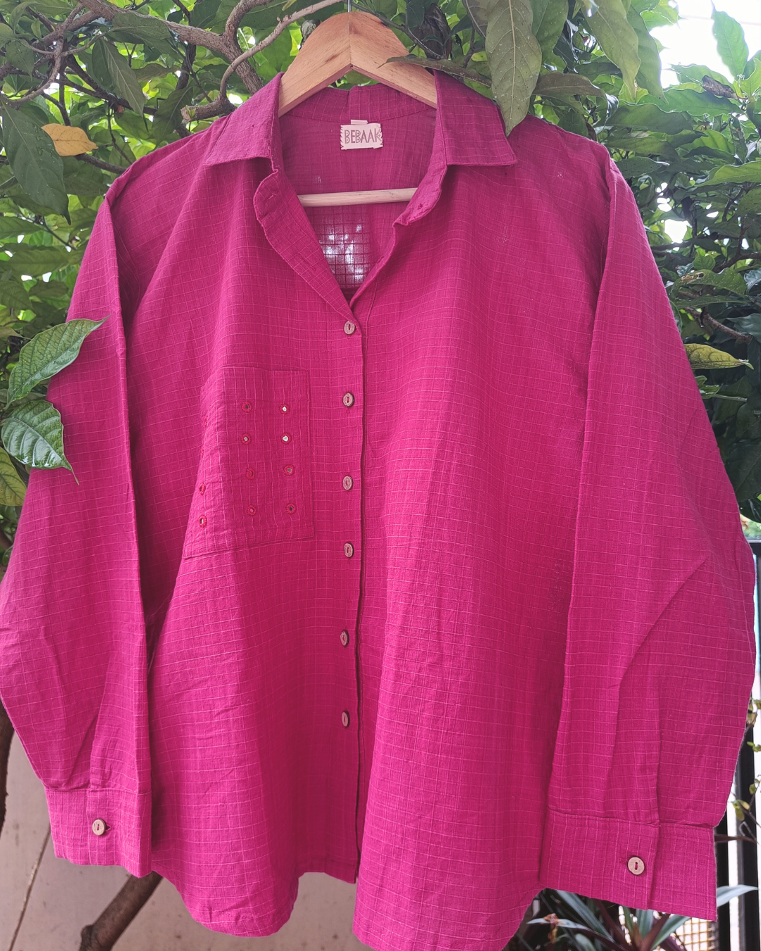 Ruby pink Oversized cotton shirt