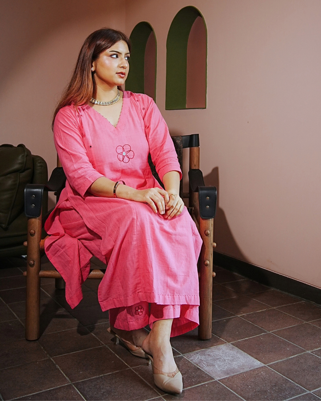 Dia Handwoven Cotton Mirror Kurta set
