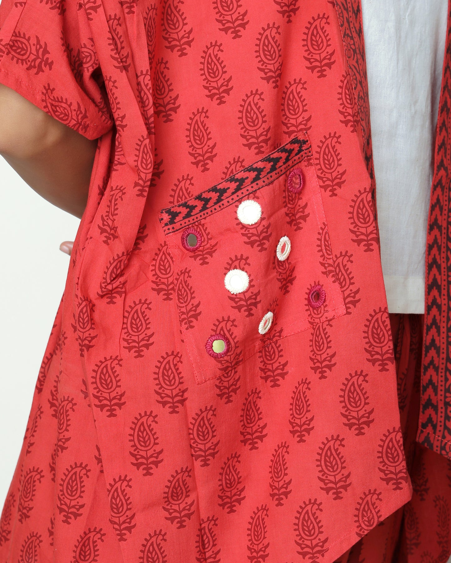 shop Red bagh block print cotton co-ordinate