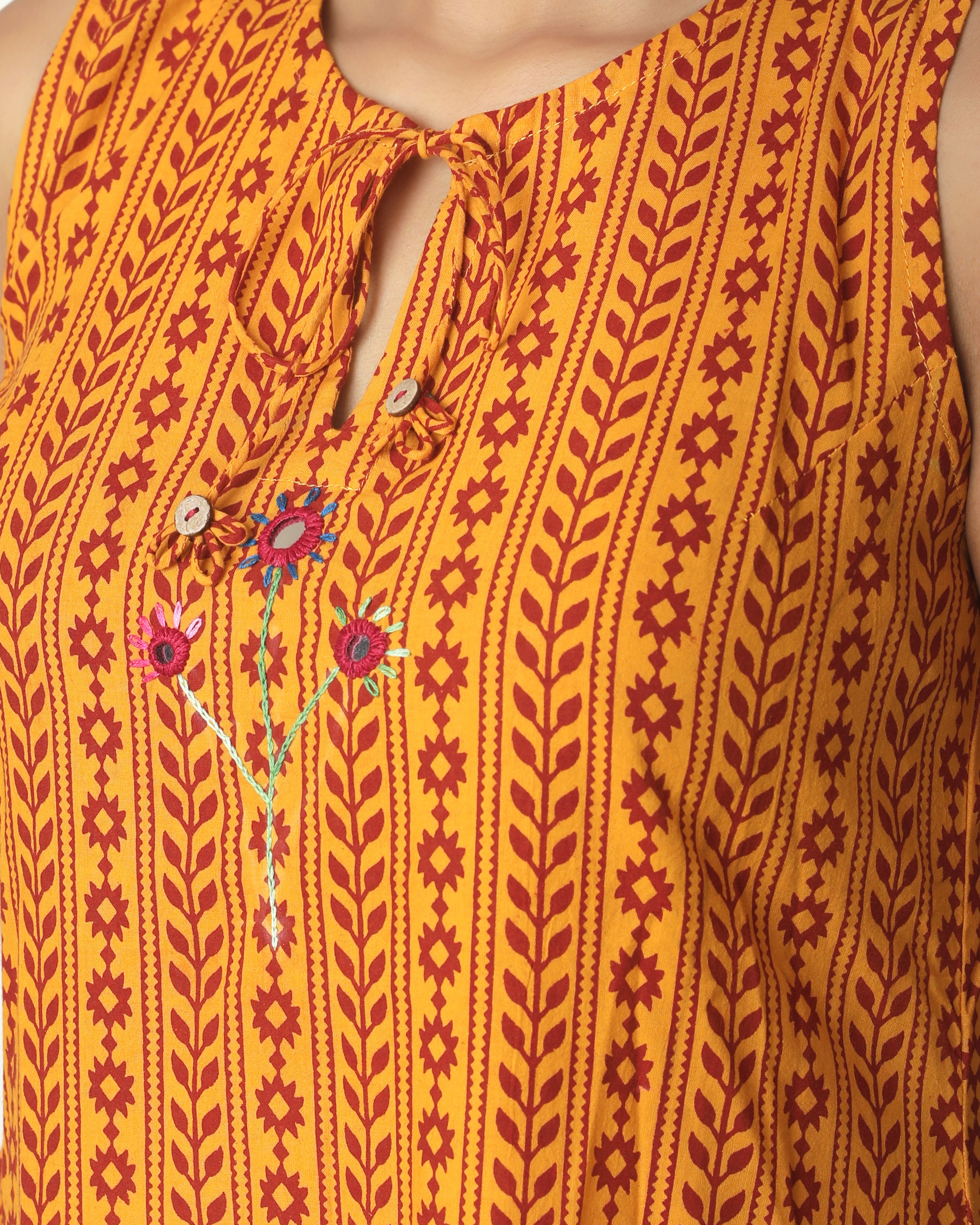 Yellow Bagh print A line dress from Bebaak