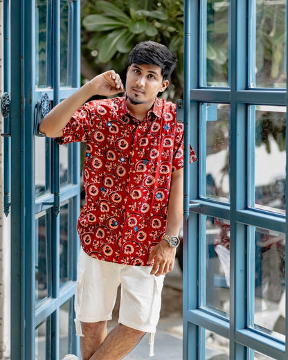 Block printed shirt for men from Bebaak