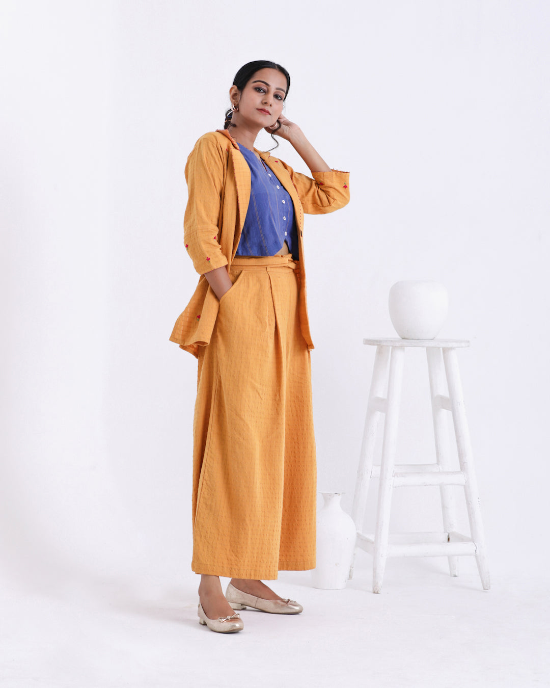 Shop business suit for women from Bebaak: 3 pc set of jacket, top and palazzo