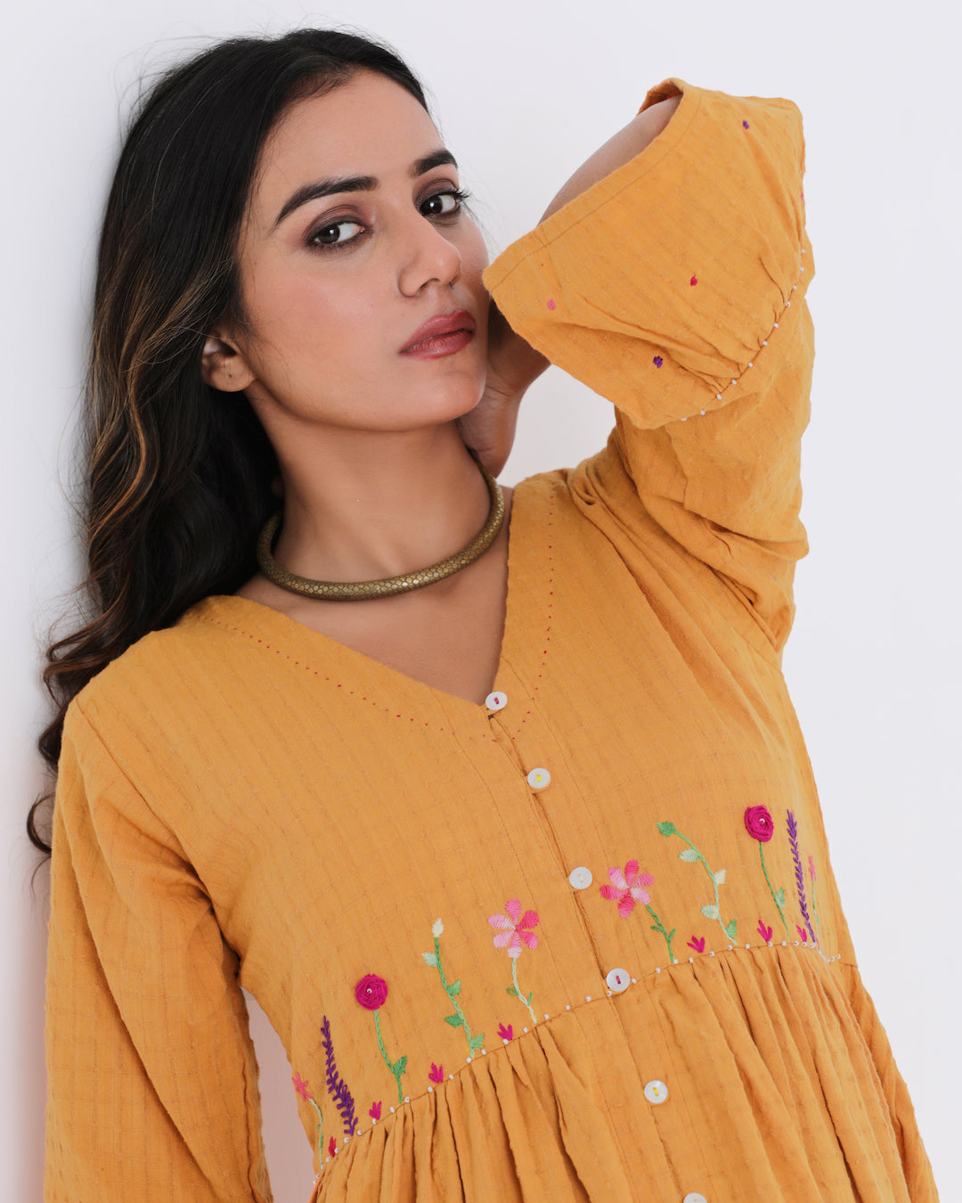 Shop Yellow embroidered dresse for Diwali from Bebaak