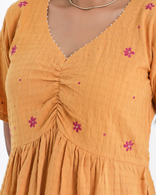 Shop earthy yellow kurta palazzo tunic set from Bebaak : Festive wear and casual wear