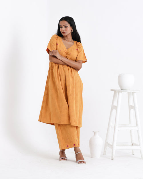 Shop earthy yellow kurta palazzo tunic set from Bebaak : Festive wear and casual wear