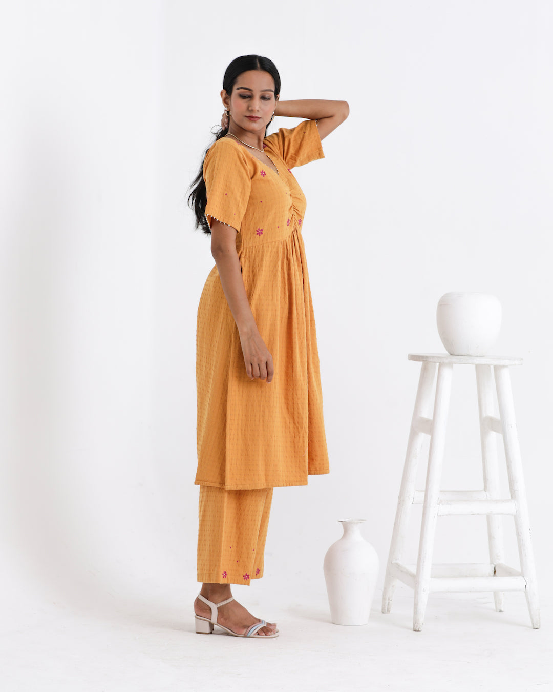 Shop earthy yellow kurta palazzo tunic set from Bebaak : Festive wear and casual wear