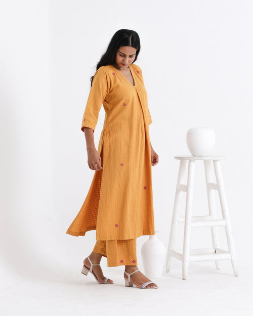 Shop earthy yellow kurta palazzo tunic set from Bebaak : Festive wear and casual wear
