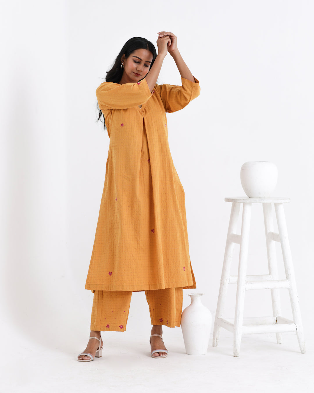Shop earthy yellow kurta palazzo tunic set from Bebaak : Festive wear and casual wear