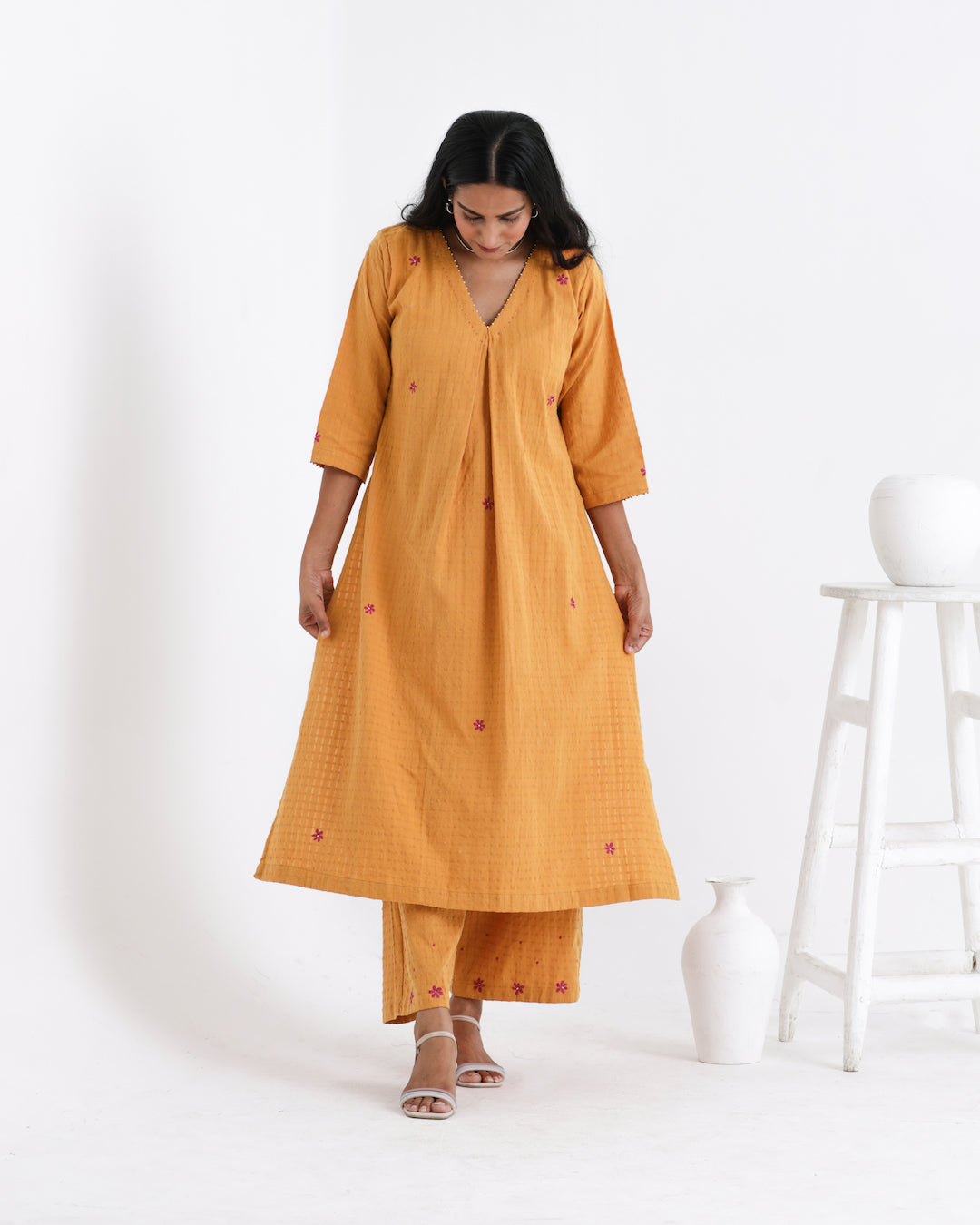 Shop earthy yellow kurta palazzo tunic set from Bebaak : Festive wear and casual wear