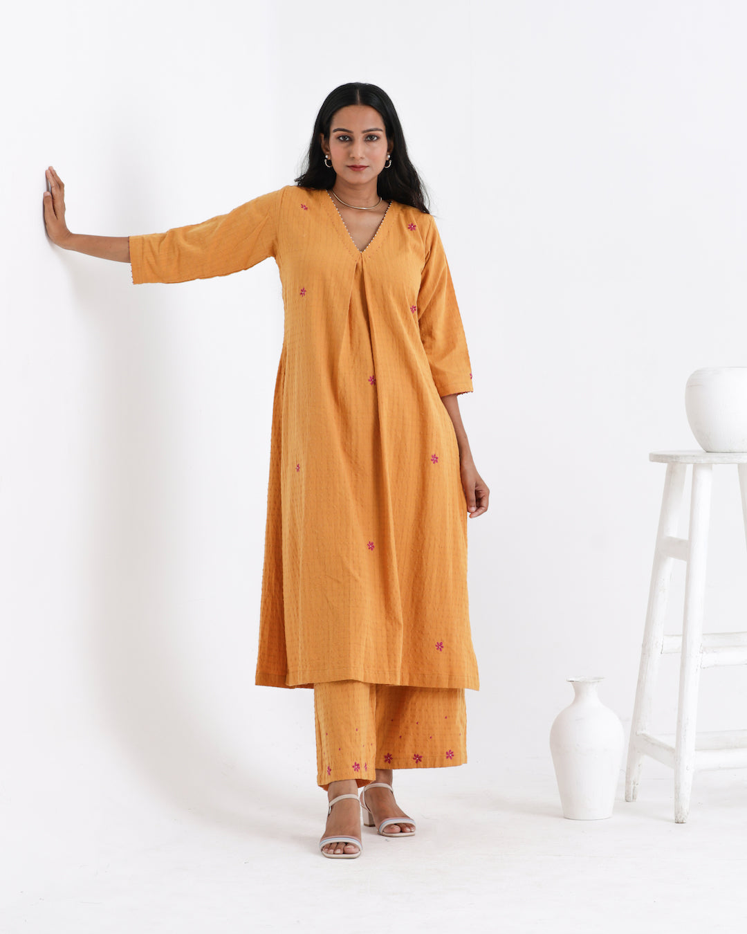 Shop earthy yellow kurta palazzo tunic set from Bebaak : Festive wear and casual wear