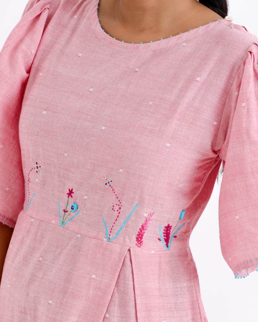 Baby pink maxi flounce dress online at bebaakstudio.com