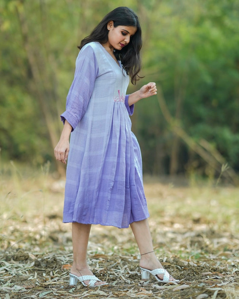 Shop lilac cotton ombre dress from bebaak