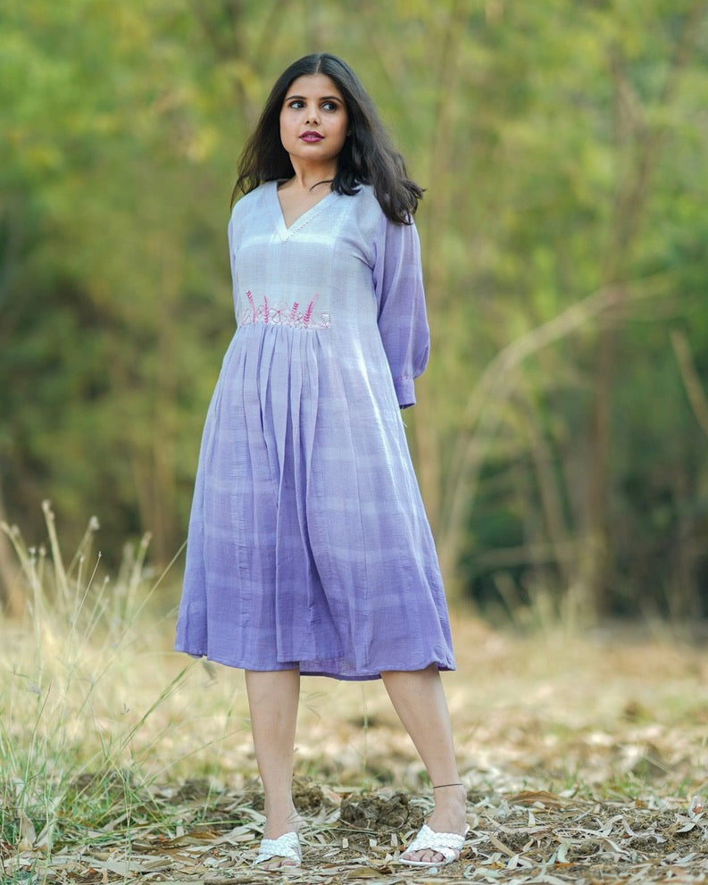 Shop lilac cotton ombre dress from bebaak