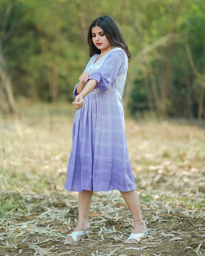 Shop lilac cotton ombre dress from bebaak