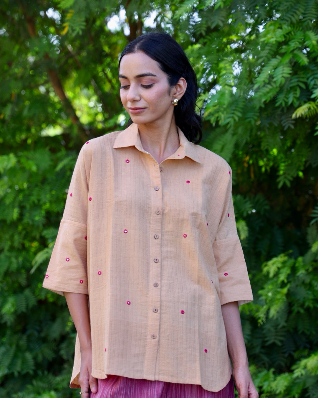 Beige Mirror Anti fit Shirt