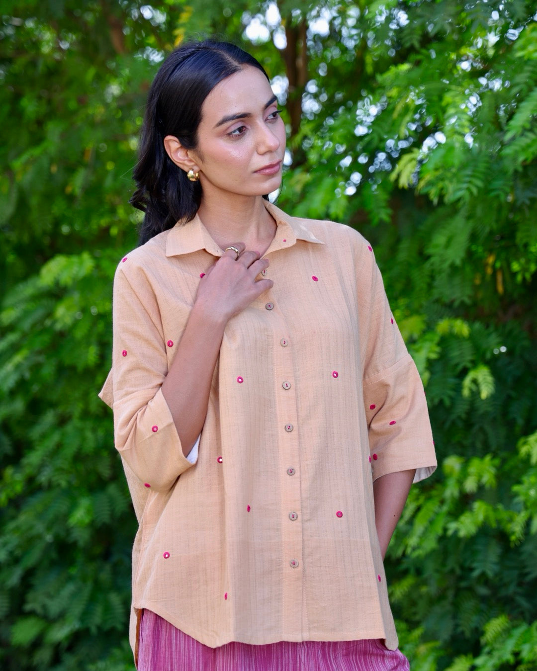 Beige Mirror Anti fit Shirt