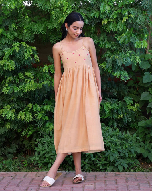 Dil Beige  Handwoven Dress