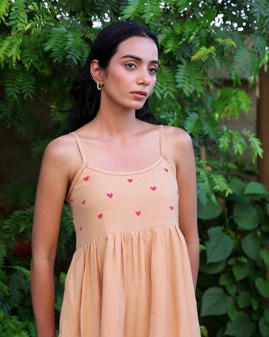 Dil Beige  Handwoven Dress