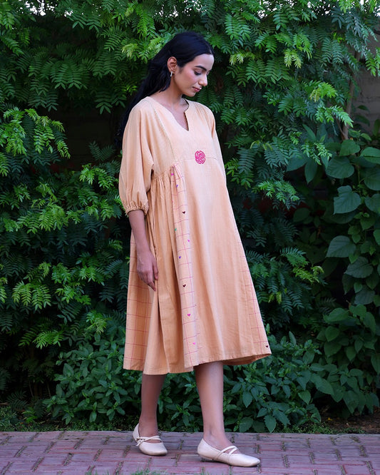 Bahar Beige Handwoven Anti-Fit Dress