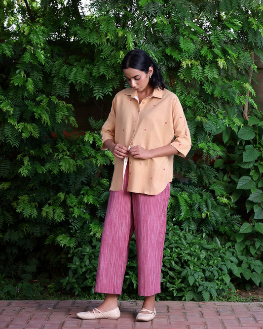 Sienna Beige Handwoven Shirt Co-ord Set