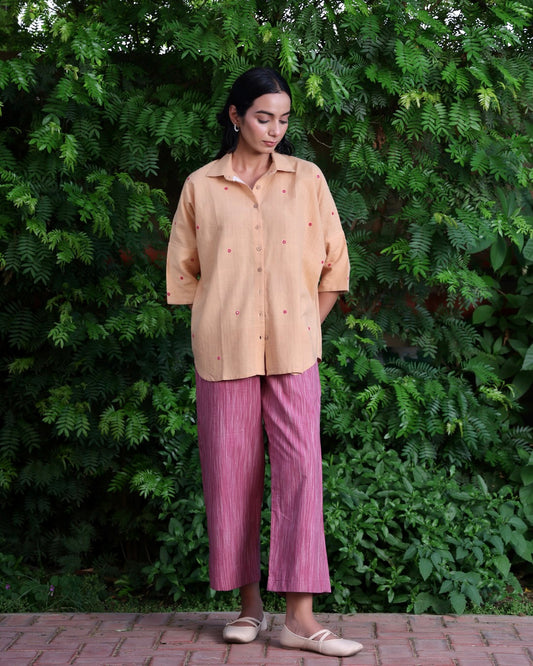 Sienna Beige Handwoven Shirt Co-ord Set