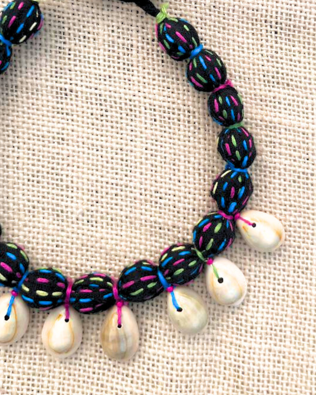 Necklace with colorful beads and tassels 
