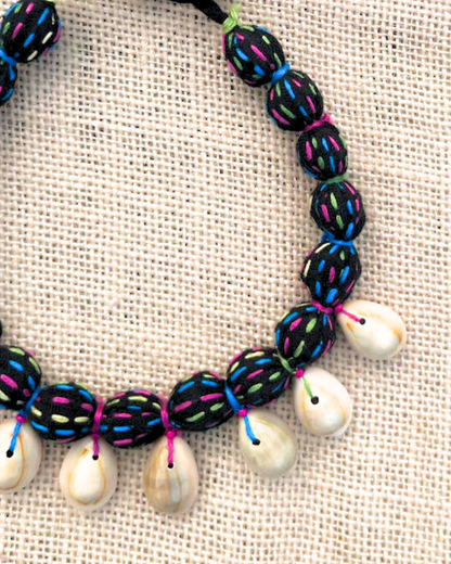 Necklace with colorful beads and tassels 