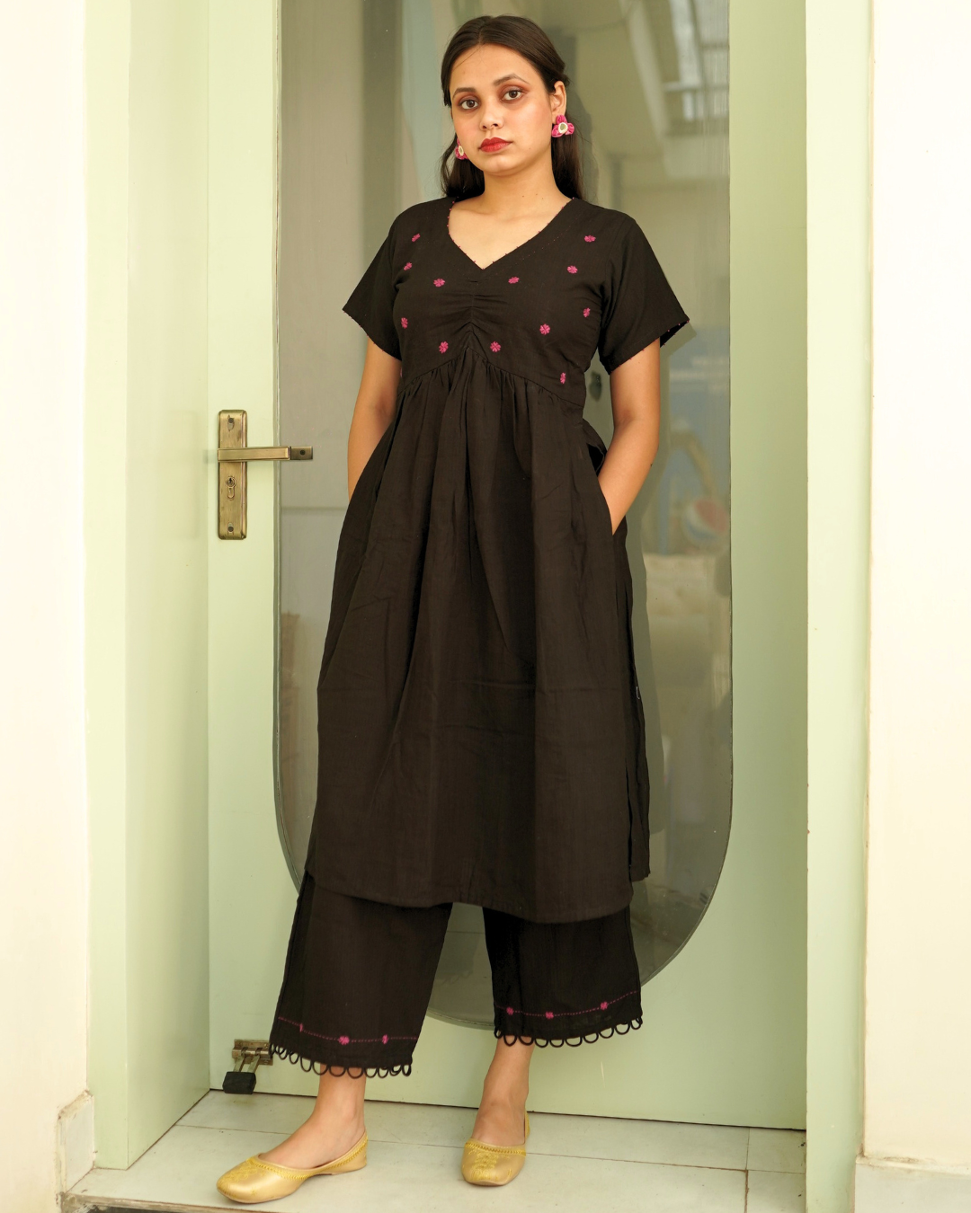 Shop Black handwoven cotton tunic set online at bebaakstudio.com
