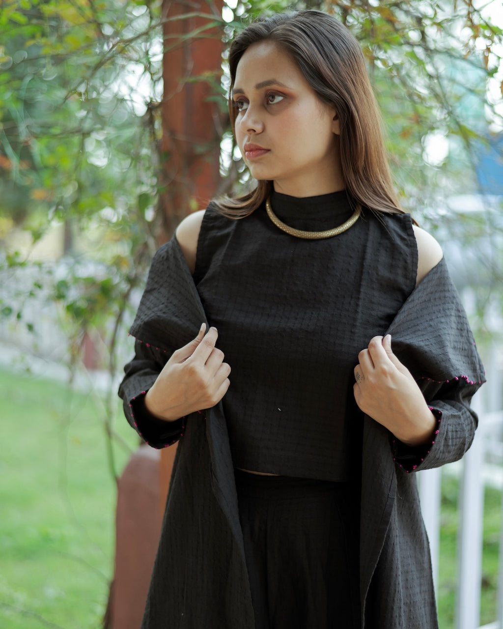 Shop black Overlay  co-ord set online at bebaakstudio.com