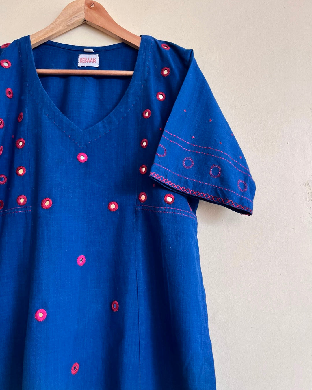 Shama Mirror Blue Handwoven Cotton Kurta set