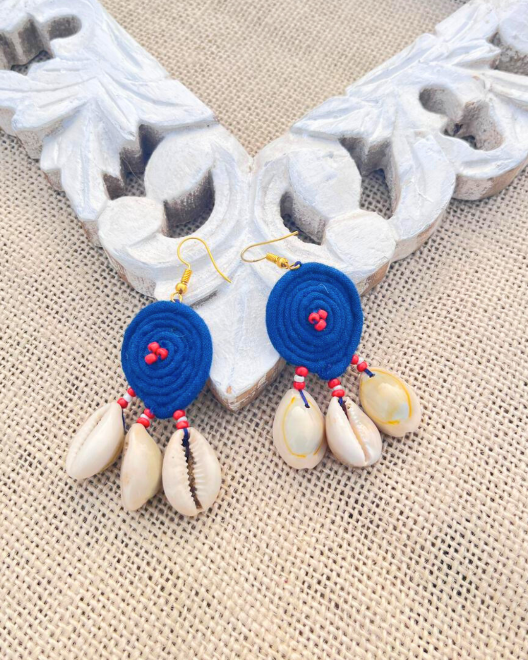 Handcrafted up cycled textile boho earrings