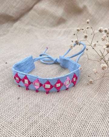 Powder blue mirror choker