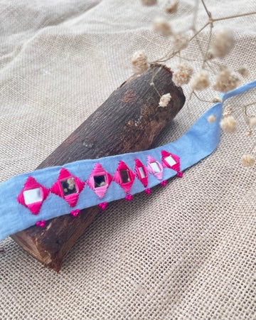 Powder blue mirror choker