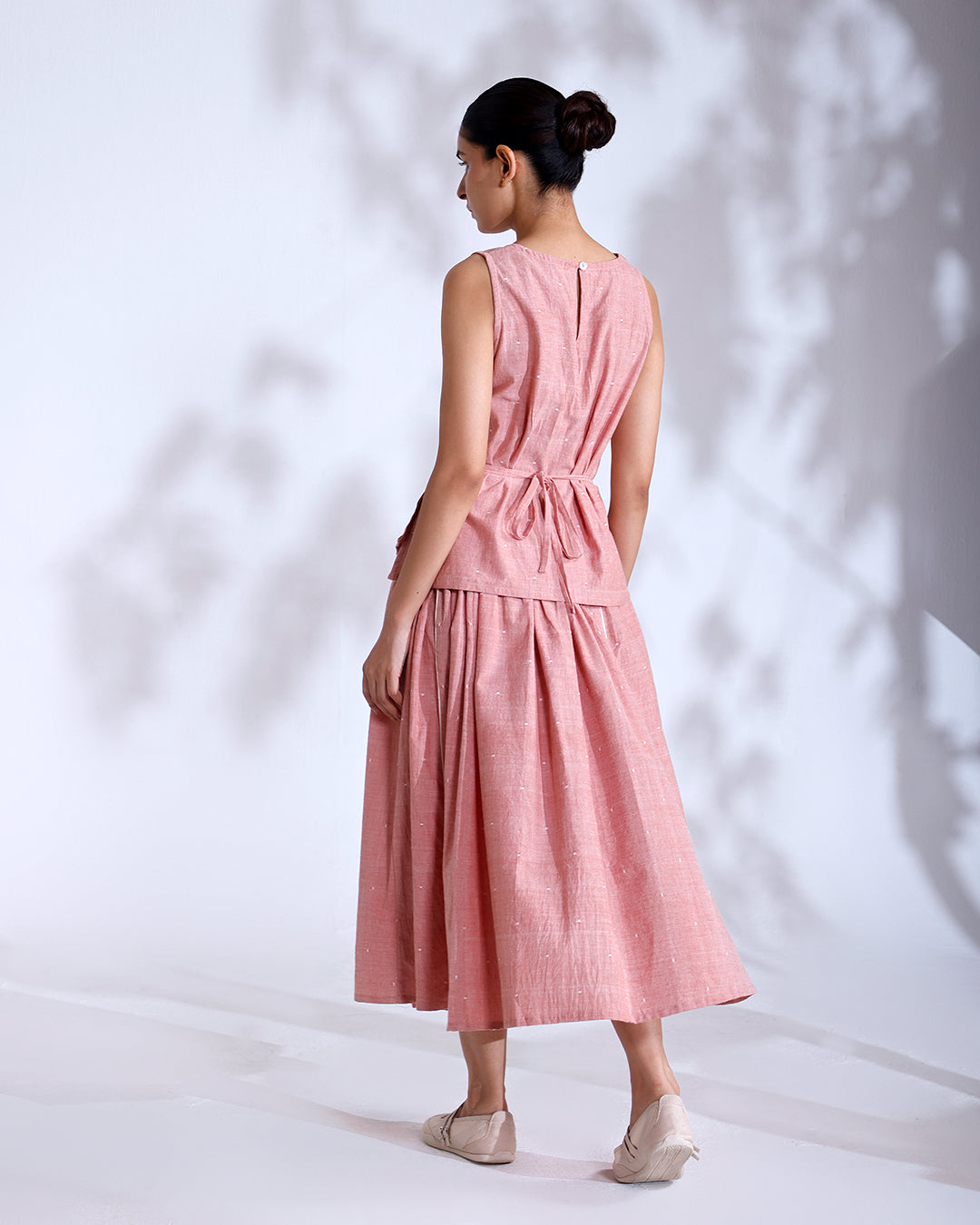 Blush Coral Handwoven Cotton Skirt Set