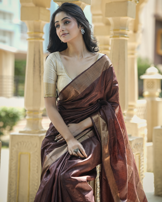 Shipra Brown Kosa Silk Saree