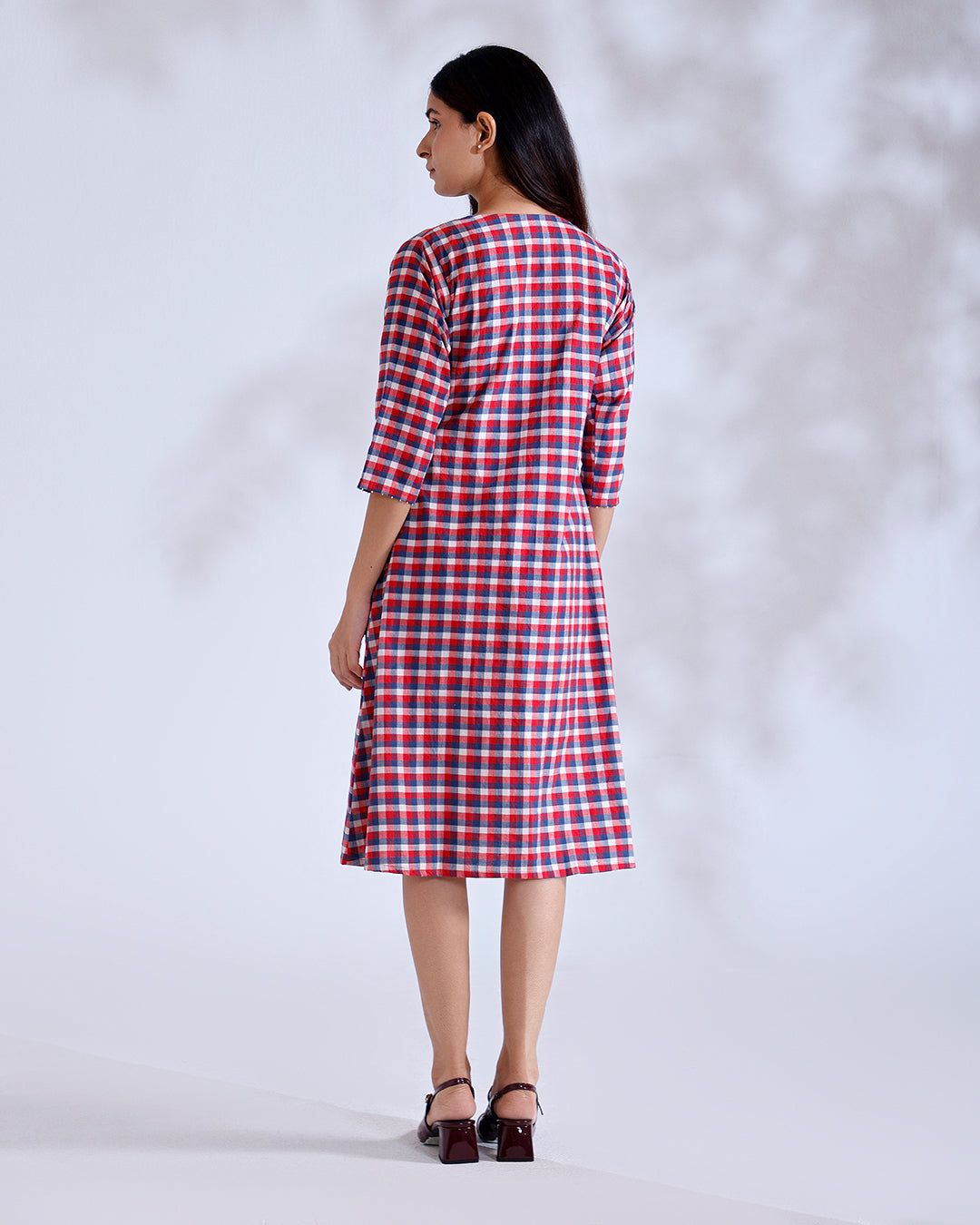 Daisy Red Gingham Handwoven Cotton Flow Dress
