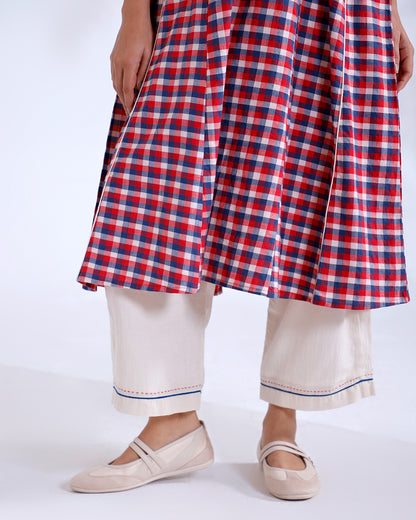 Daisy Red Gingham Handwoven Cotton Tunic Set