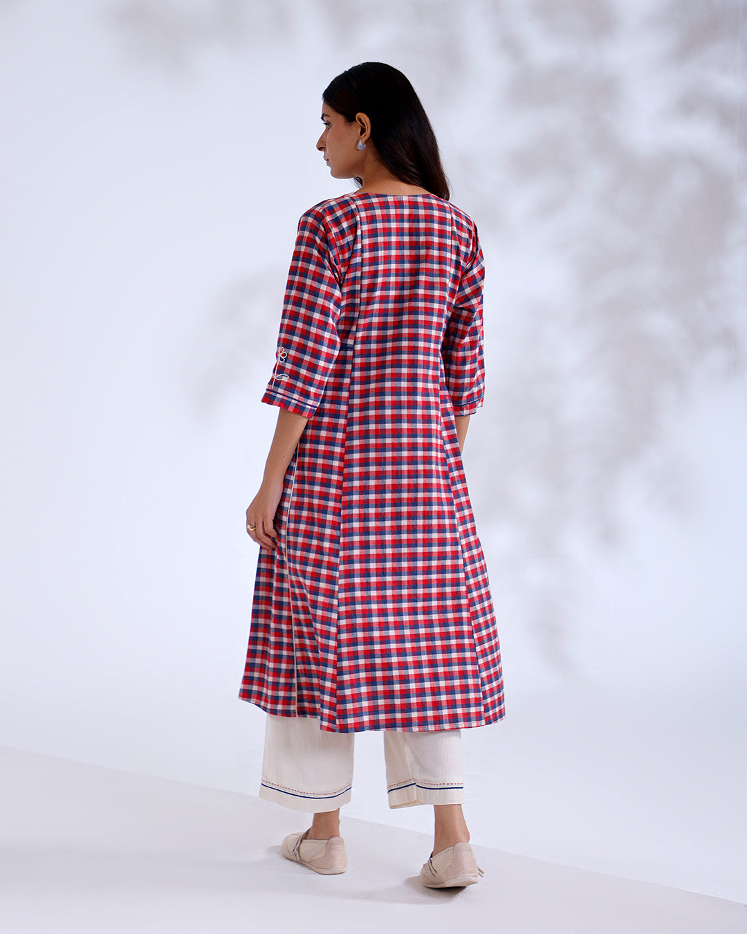 Daisy Red Gingham Handwoven Cotton Tunic Set